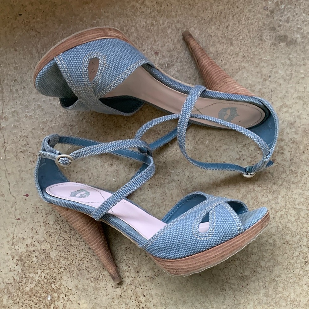 Stylish Denim Blue Strappy Heels